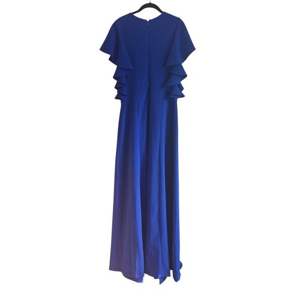 Sachin & Babi Illiana Gown 6 Cobalt Blue Ruffle Formal Evening Dress