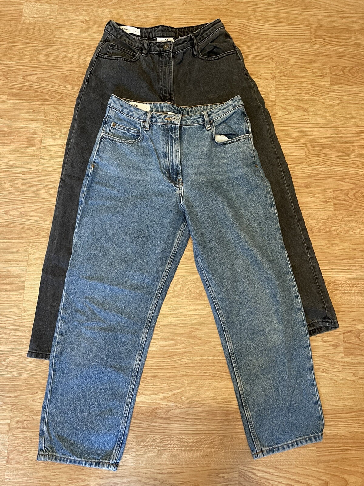 2 X COLLUSION denims 1 Blue And 1 Black – Waist 30 / Length 28 (approx Size 12)