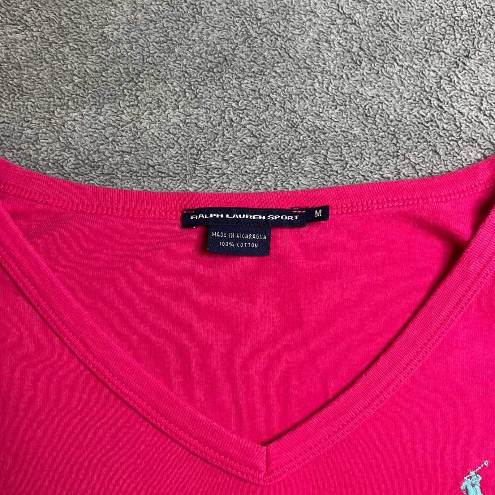 Ralph Lauren Sport Womens pink polo 100% cotton Long Sleeve size Medium B176