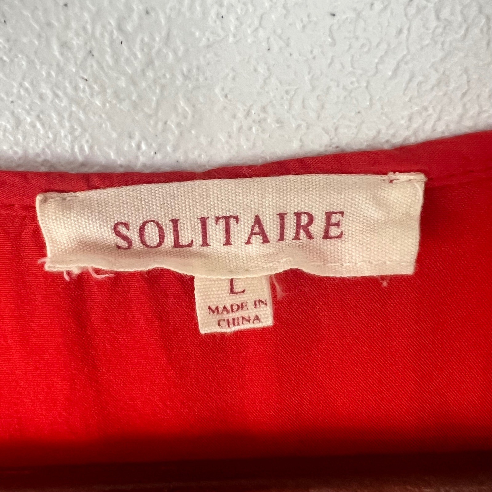 Solitaire L Embroidered Blouse Red Boho Floral V-Neck Top Peasant Festival Folk