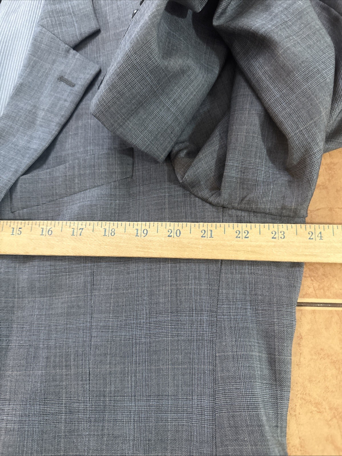 Jack Victor Suit Gray Plaid 44L Pants 38 x 30 Super 110s Wool Pinstripe 2 Piece