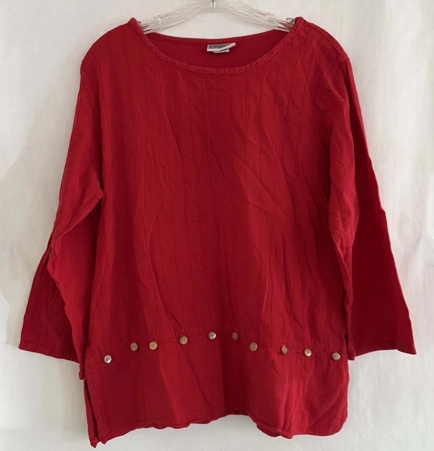 Eucalyptus Red Cotton Oversized M Art to Wear Lagenlook Boho Tunic