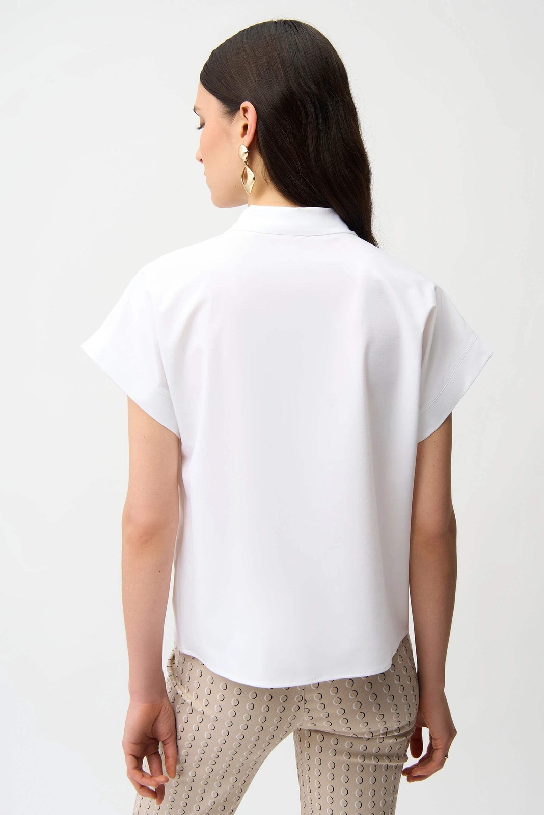Joseph Ribkoff White Quarter Zip Neck Poplin Top 261140
