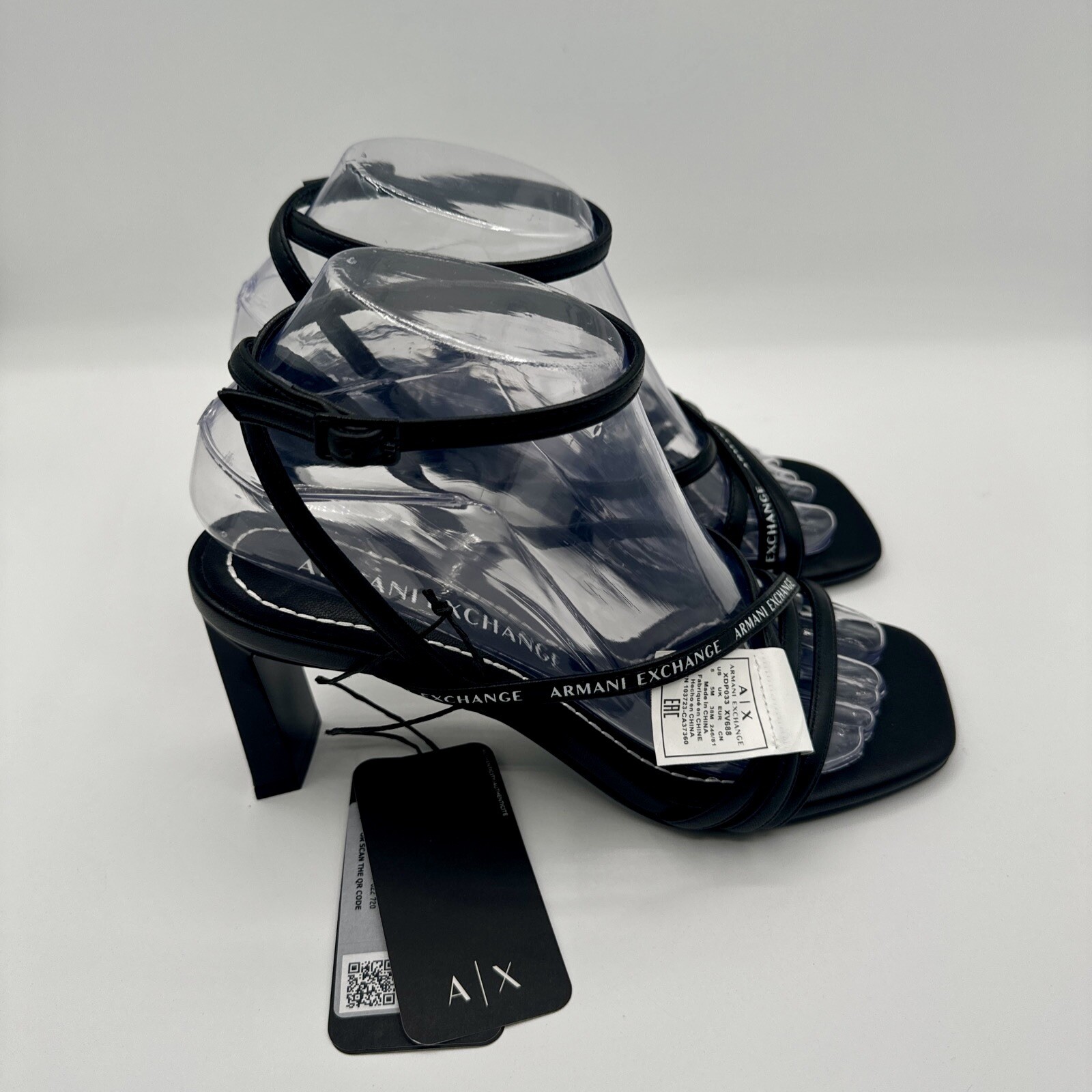Armani Exchange Dalia Heels Women’s Size 8 Black White Logo