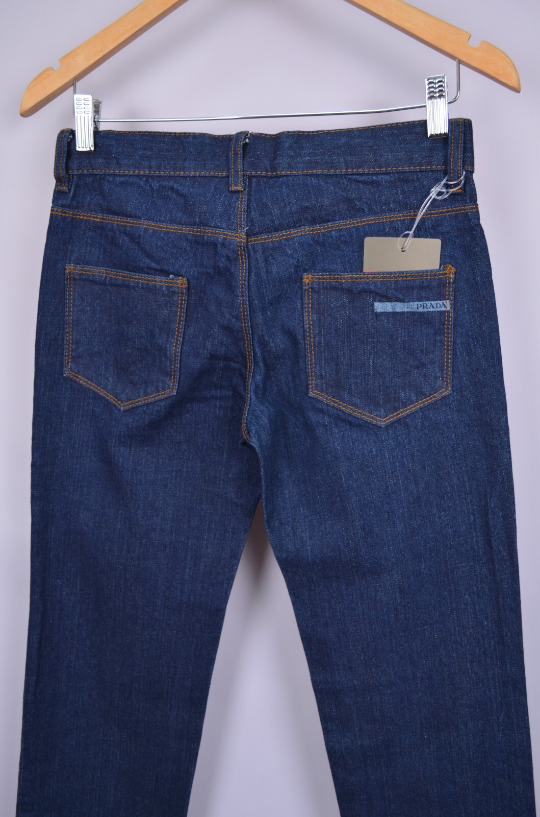 PRADA Denim Womens Jeans Logo Red Tab Nylon Details NWT Size IT 40, 42