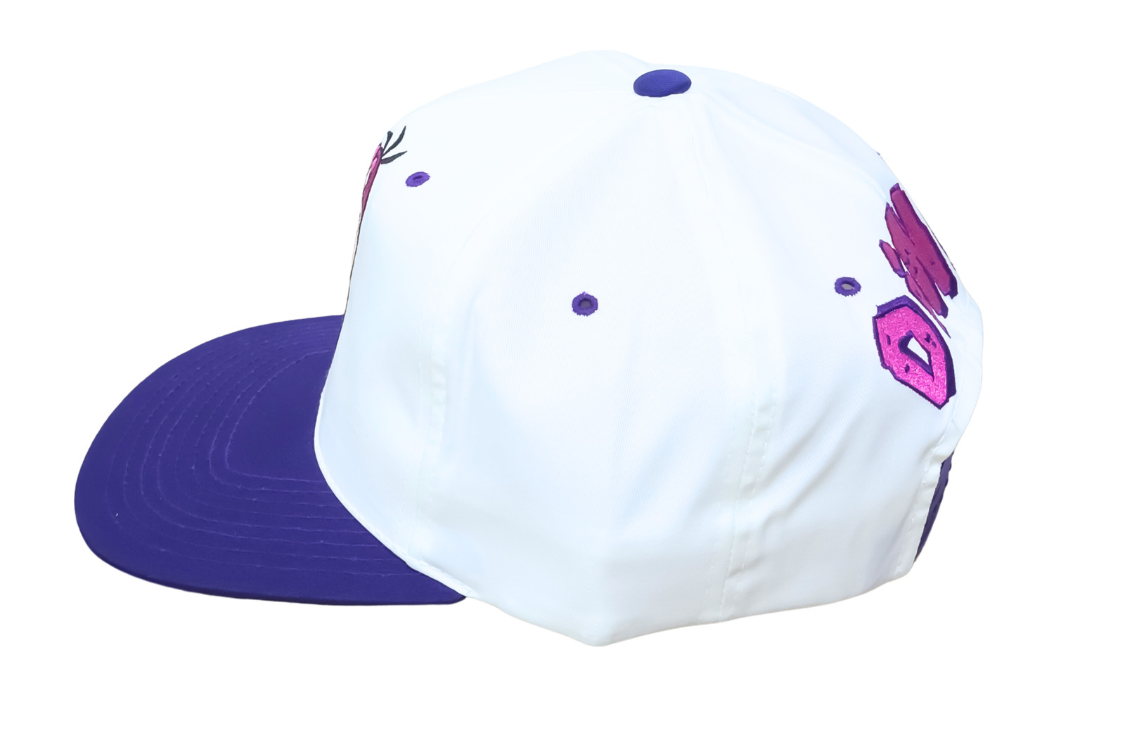 VINTAGE Dino Hat Cap Snap Back White Purple Flintstones Cartoon Collectors