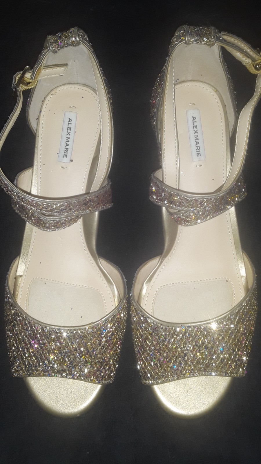ALEX MARIE GLITTER RHINESTONE BLOCK HEEL SANDALS WOMENS SIZE 8.5 NEW WITHOUT BOX
