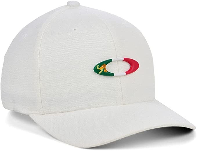 Oakley Tincan Mexico Flag Baseball Stretch Fit Cap Hat White Small/Medium New