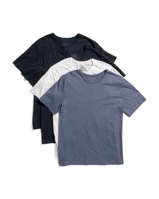 Tommy Hilfiger Men T-Shirts Tees 4 Pack M L XL Cotton Crew Neck Blue Black White