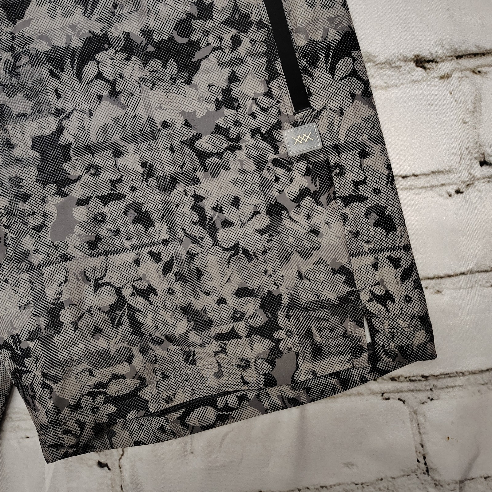 Rhone Point Break Lined Board Shorts Mens 36 Gray Digi Camo Leaf AOP Swim Trunks