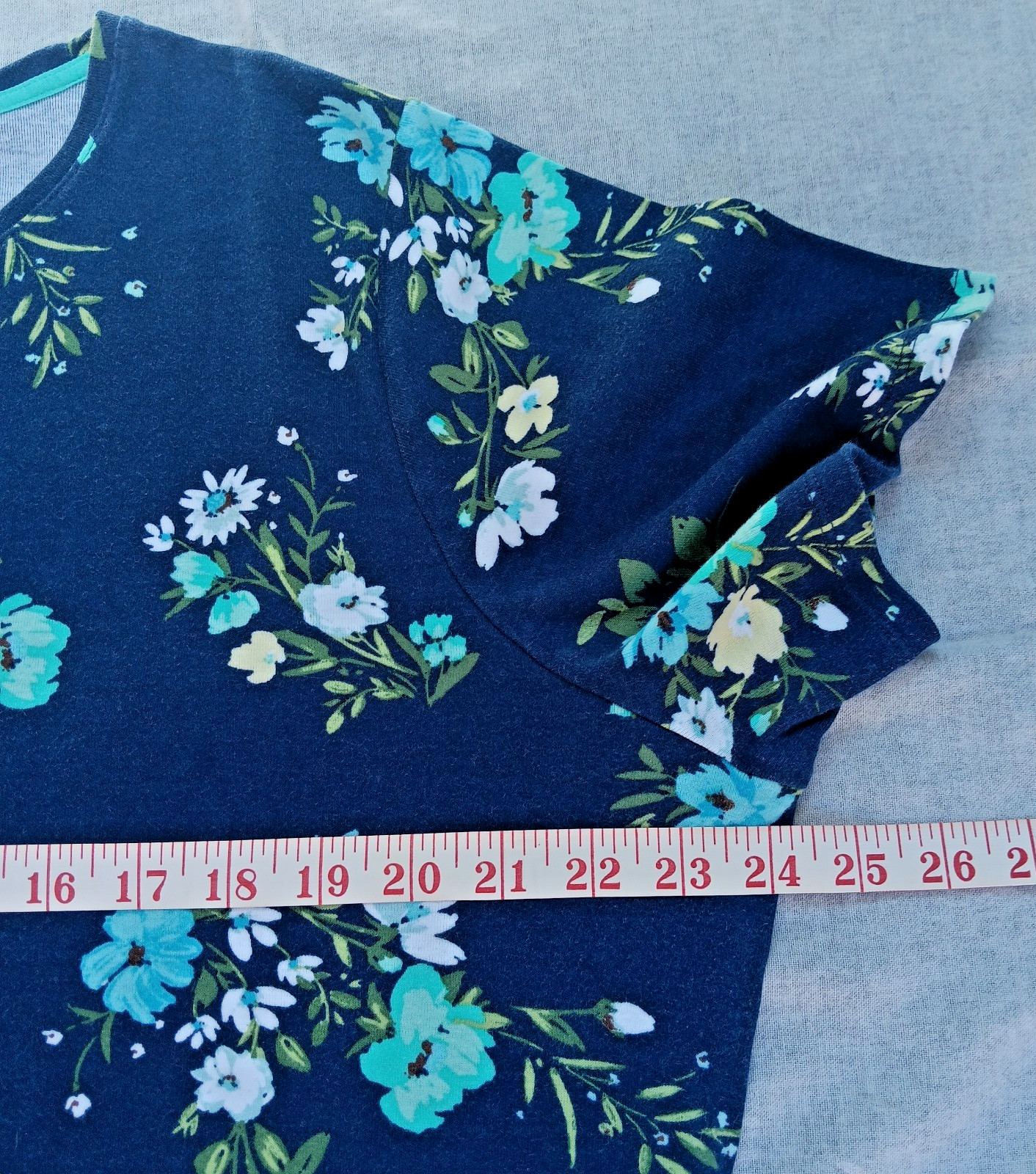 CROFT & BARROW Classic Tee Knit Top Blue Floral Pattern size 1X