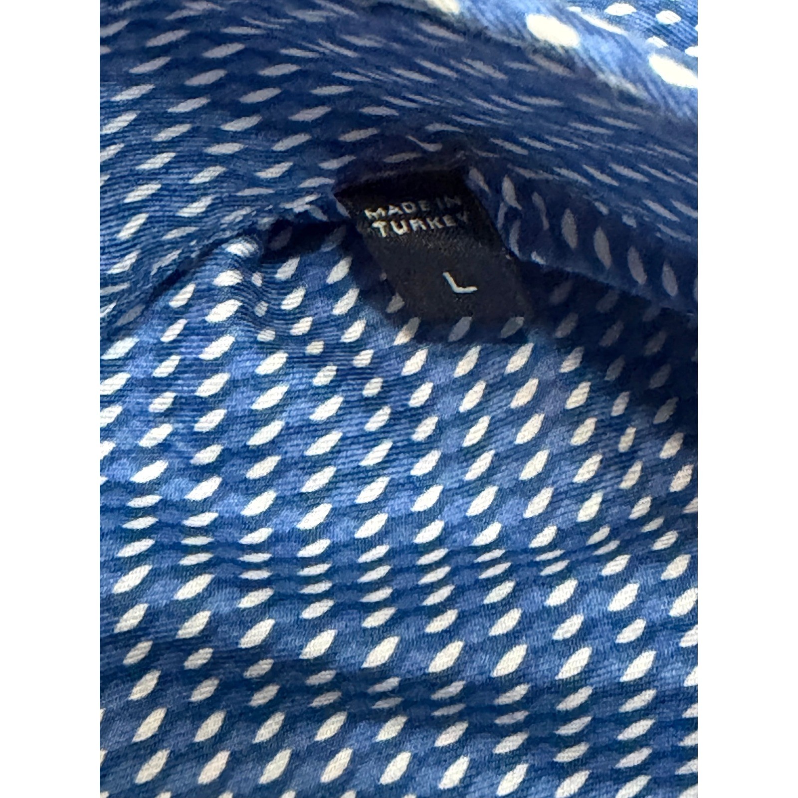Ermenegildo Zegna Mens Blue White Geometric Print Button Down Shirt Sz L