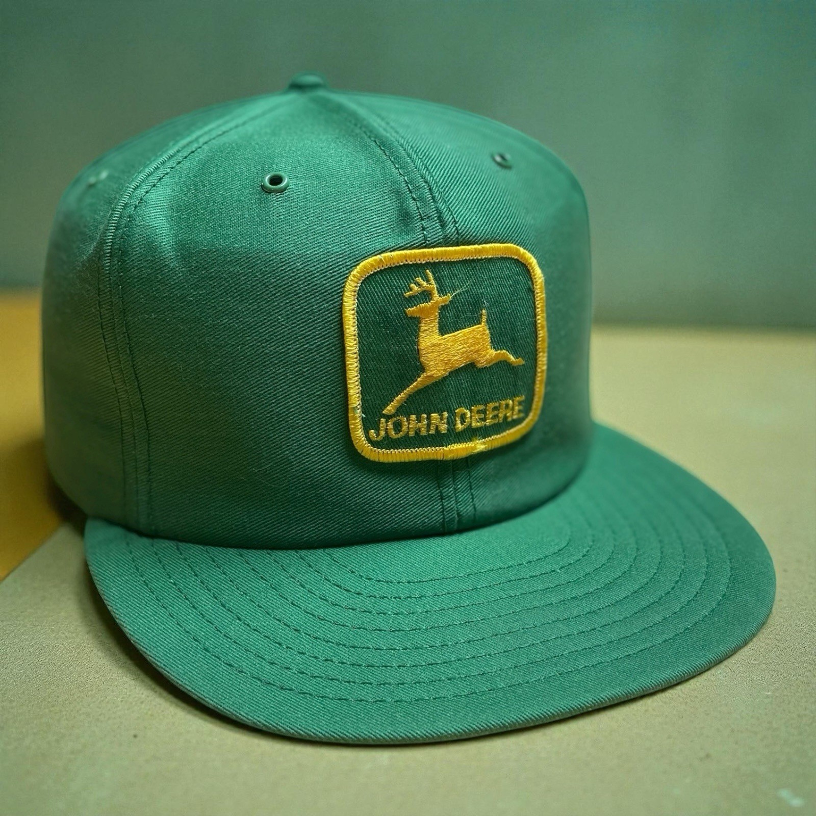 Vintage 80’s John Deere Snapback Hat Green Twill Louisville MFG Co. USA Made