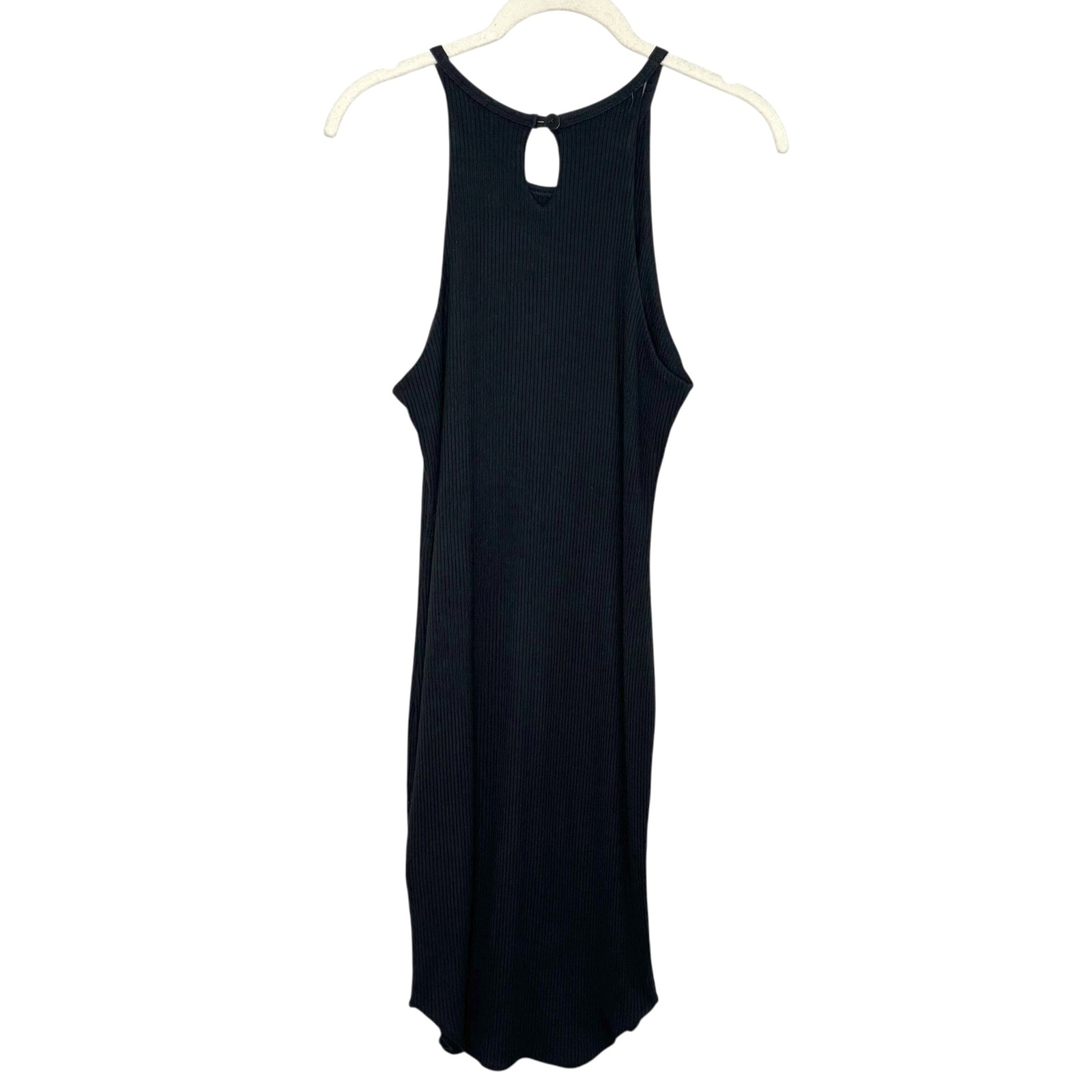 LNA Dress Small Black Double Layer Ribbed Tank Keyhole Midi Stretch Made USA