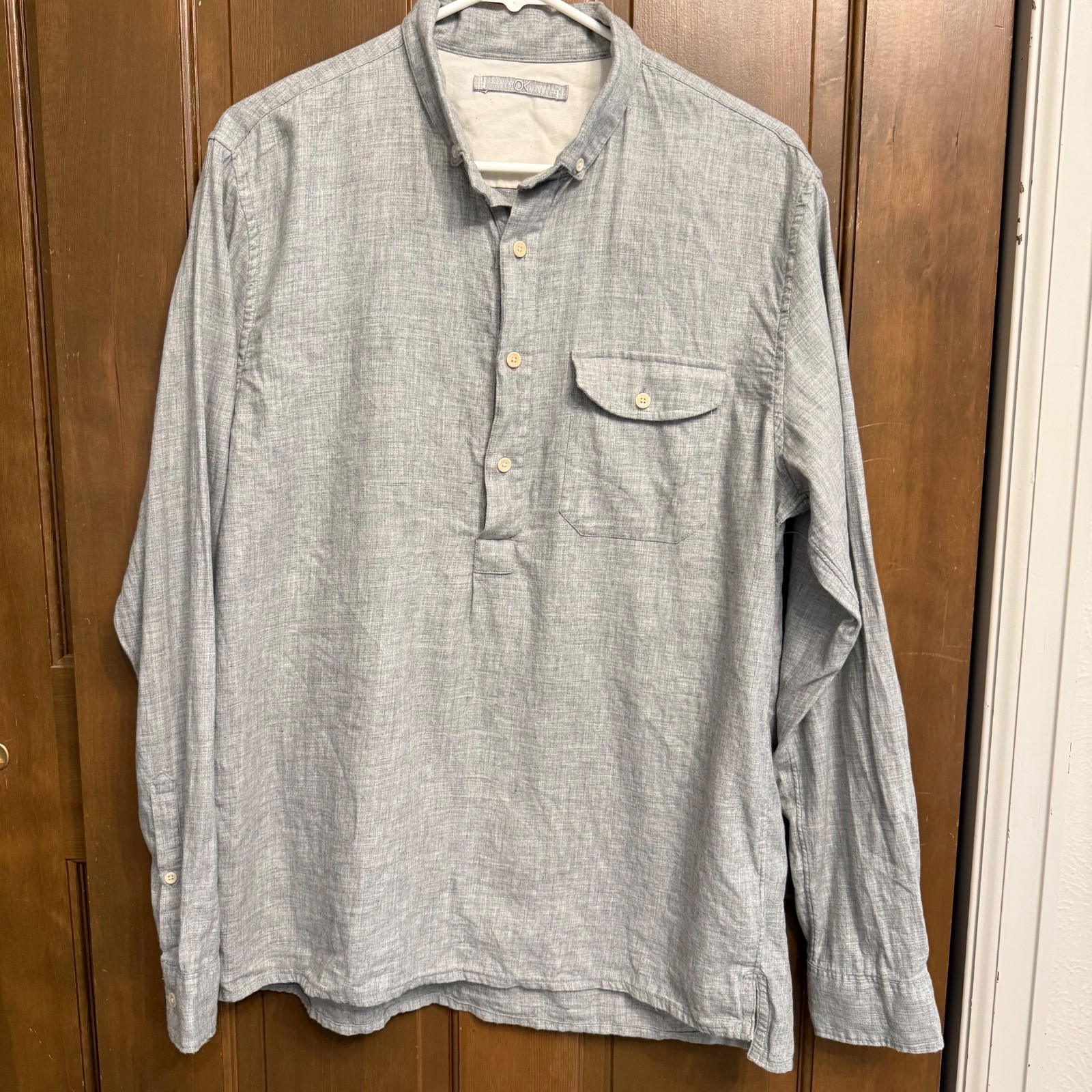 Outerknown Decade Popover men’s L heather gray henley organic cotton