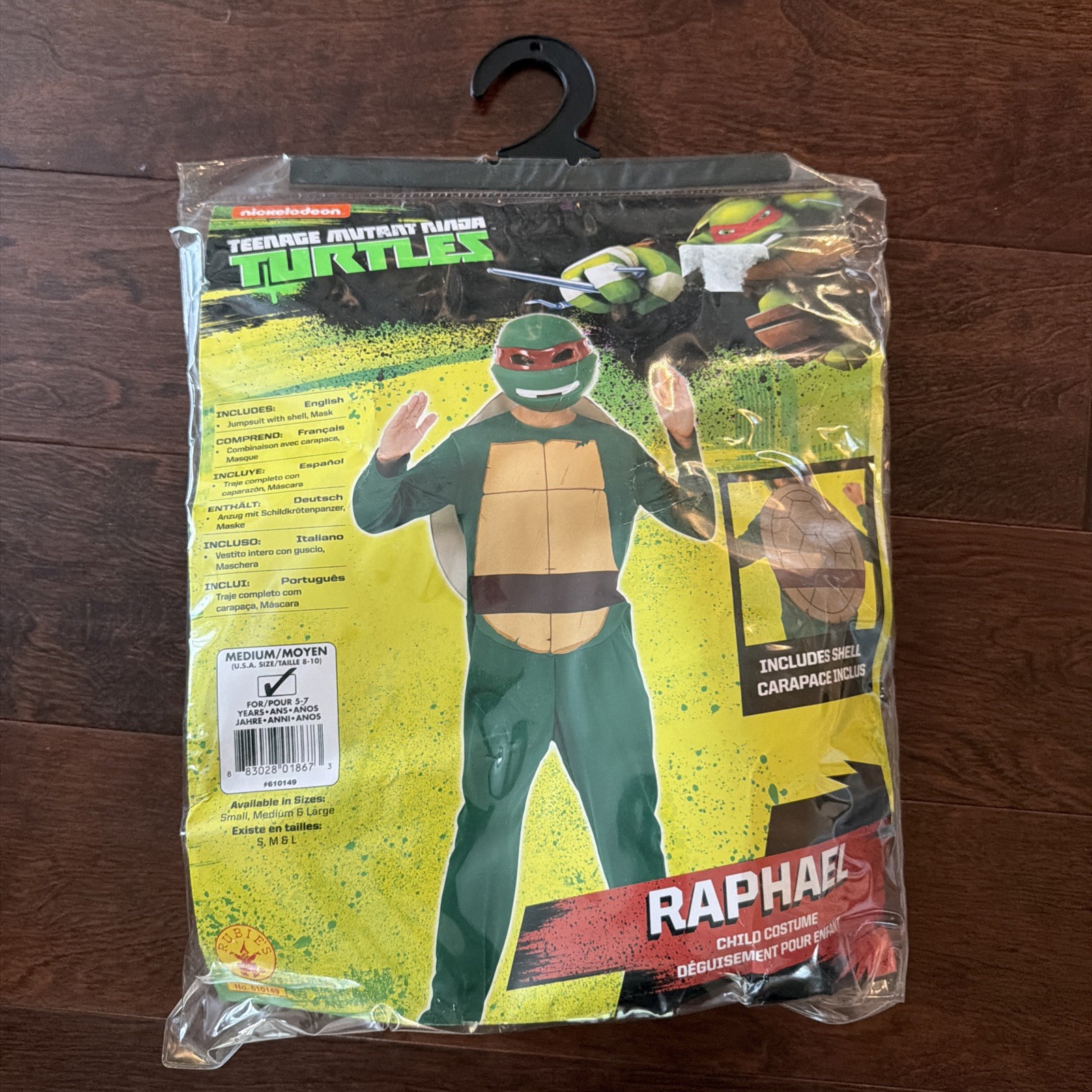Teenage Mutant Ninja Turtles Raphael Kid Childrens Halloween Costume Sz S (5-7)