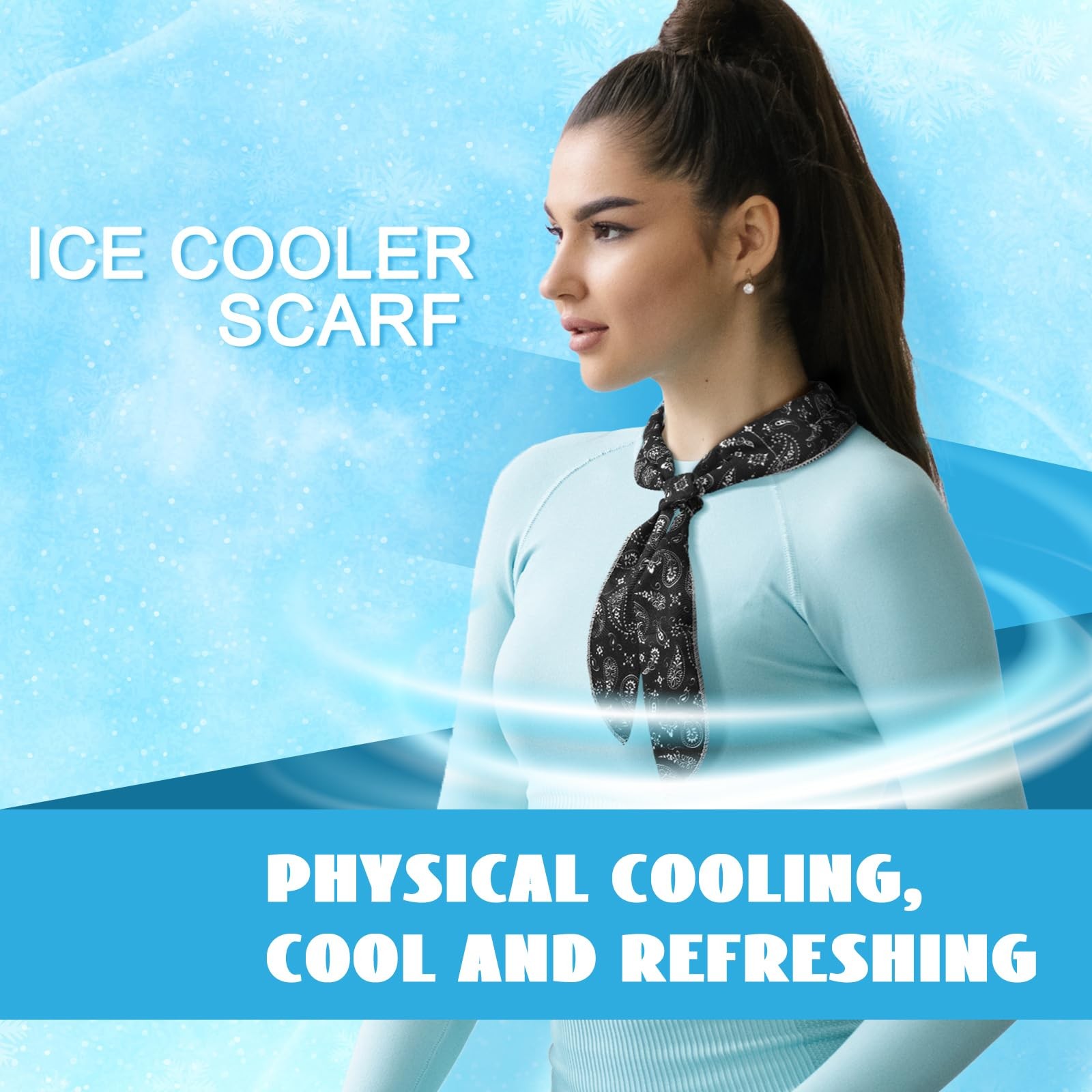 6 Pcs Cooling Neck Wraps Neck Cooler Scarf Cooling Bandana for Women Men (Black)