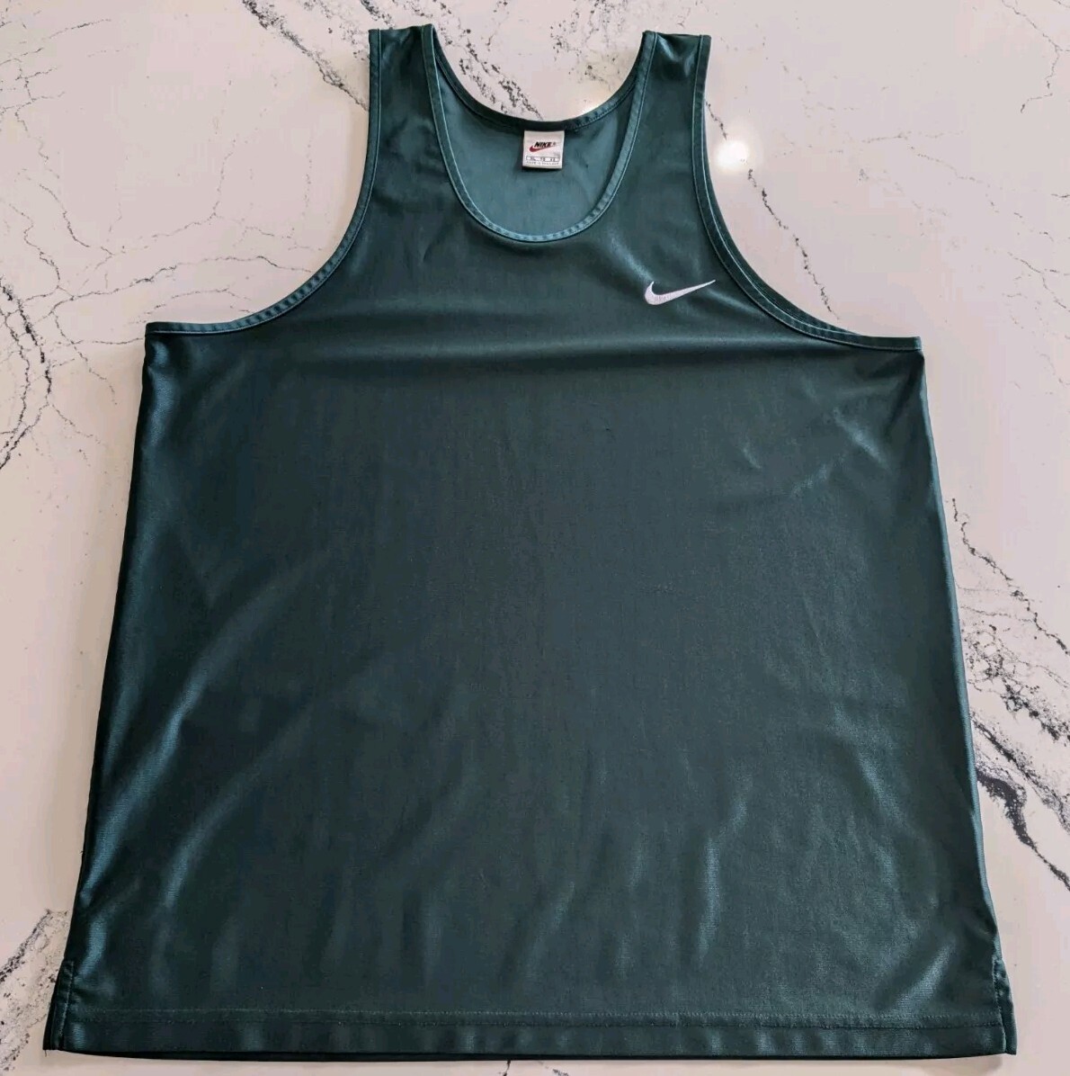 VTG 90’s Nike White Tag Satin Jersey Men’s XL Forest Green Silky Shiny Swoosh