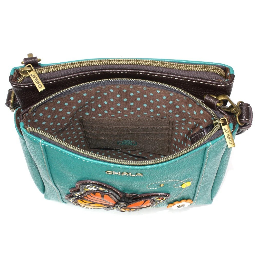 CHALA MONARCH BUTTERFLY RFID Protected Vegan Leather Merry Messenger Bag NWT