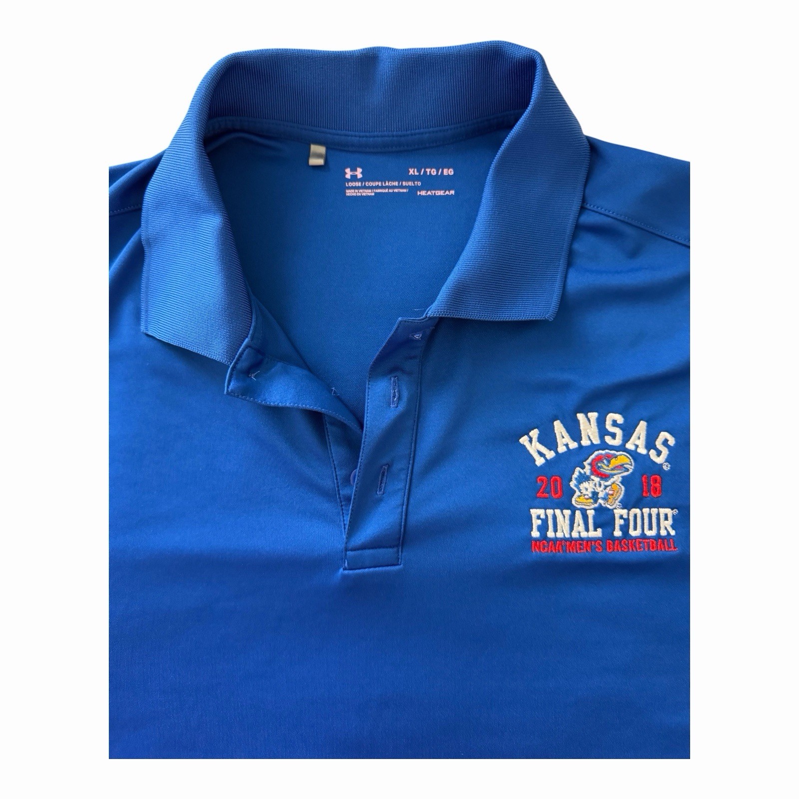 Under Armour Kansas Jayhawks 2018 Final Four Men’s Polo Shirt Royal Blue LG