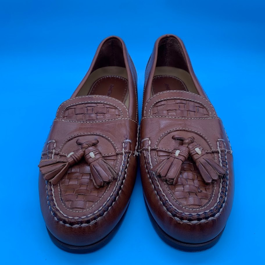 Johnston & Murphy Mens Size 10.5 Brown Leather Tassel Loafers Dress Shoes
