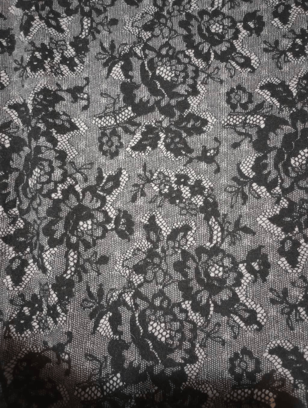 Elle Shirt Ladies Extra Small Black Gray Floral Boat Neck Long Sleeve