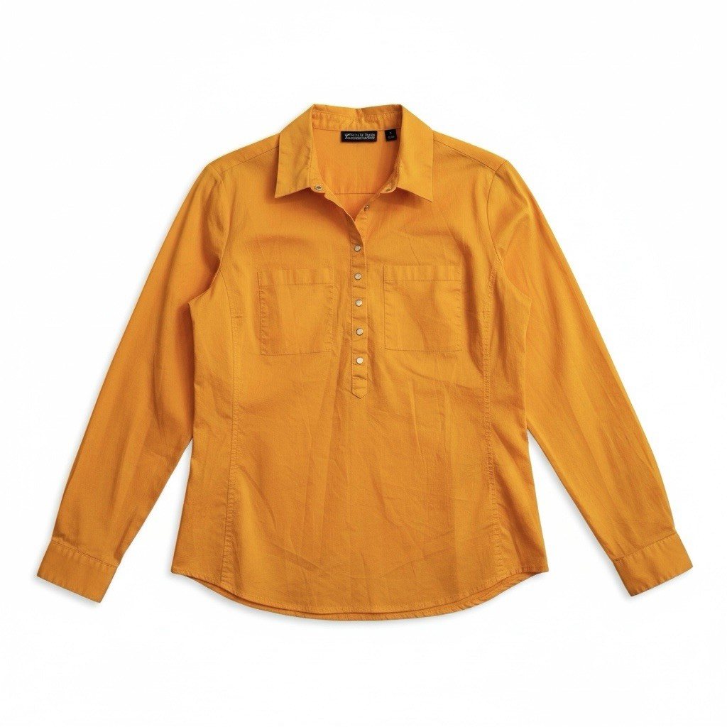 7th Avenue Design Studio snap-front Henley long sleeve popover blouse