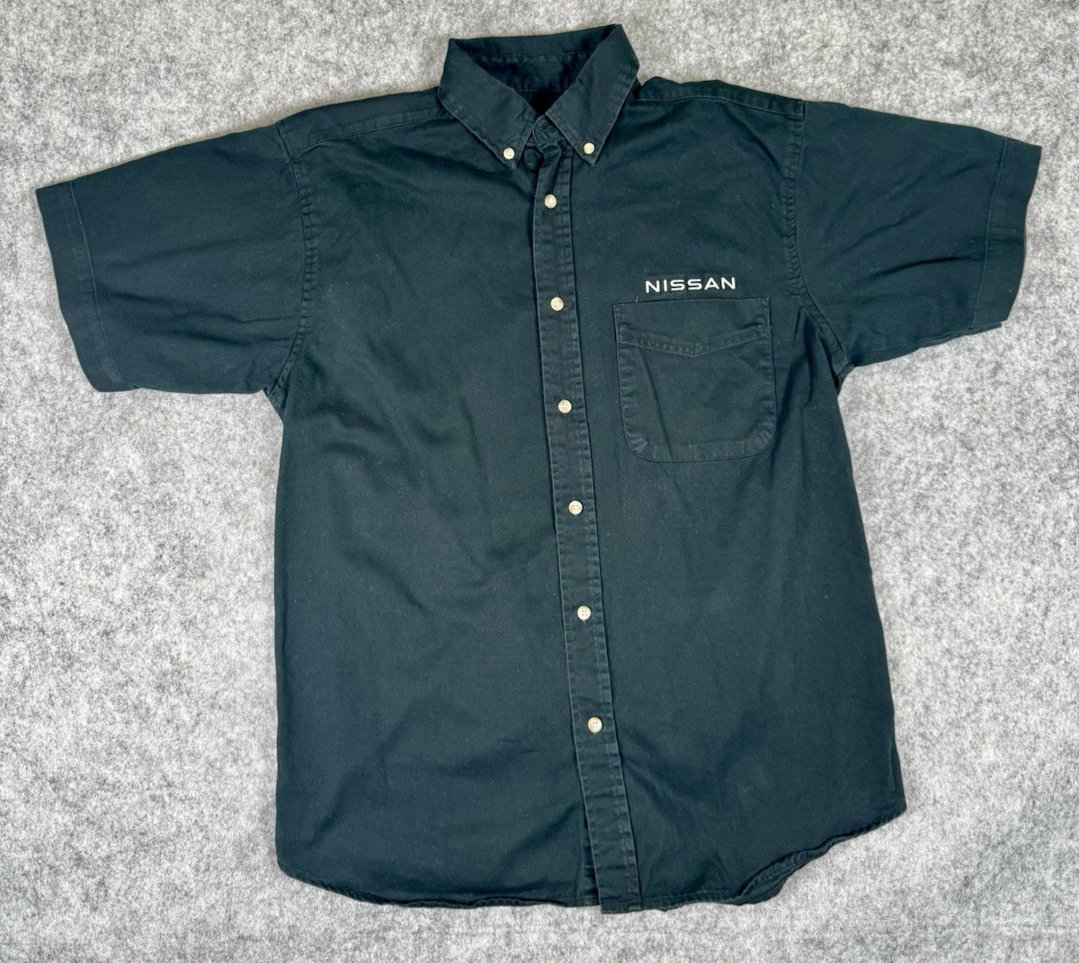 Blue Generation Nissan Logo Black Short Sleeve Mechanic Work Shirt Size M