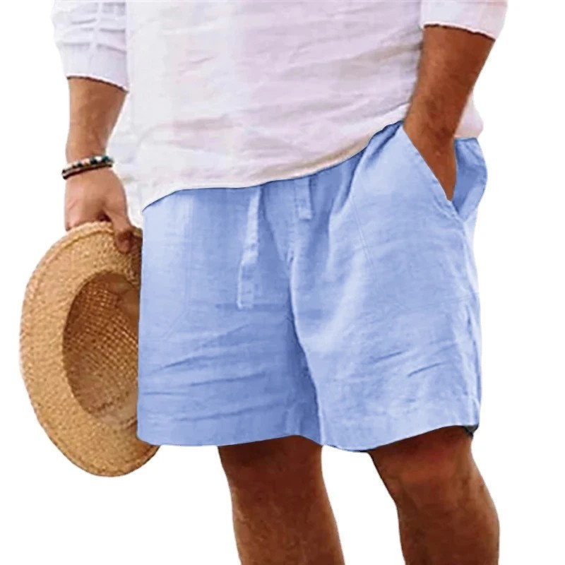 Men’s Cotton Linen Lightweight Gym Beach Shorts Summer Casual Fit Pants Fun Gift
