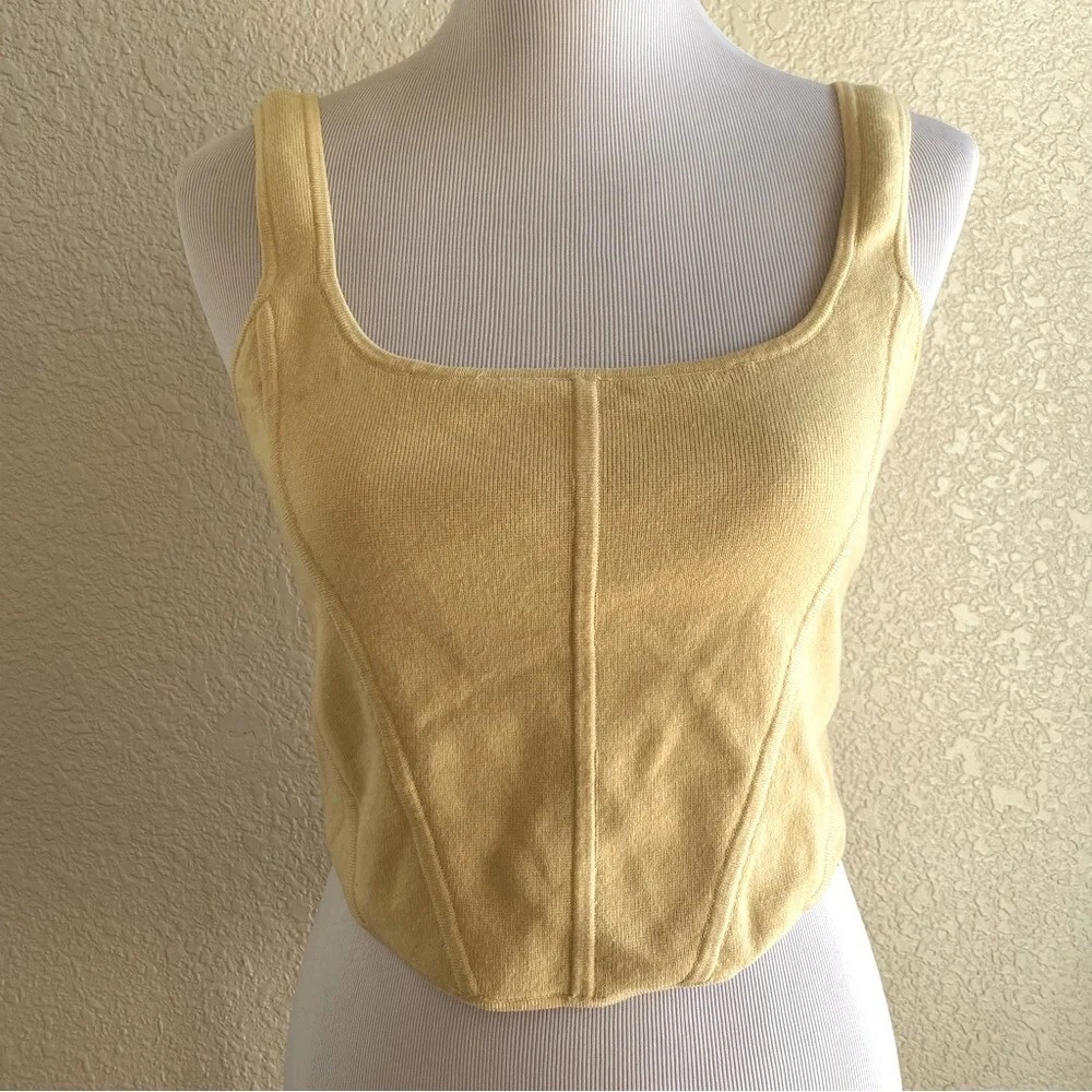 Aritzia Wilfred Natalie Knit Bustier Tank Top Crop Wheat Yellow: XL