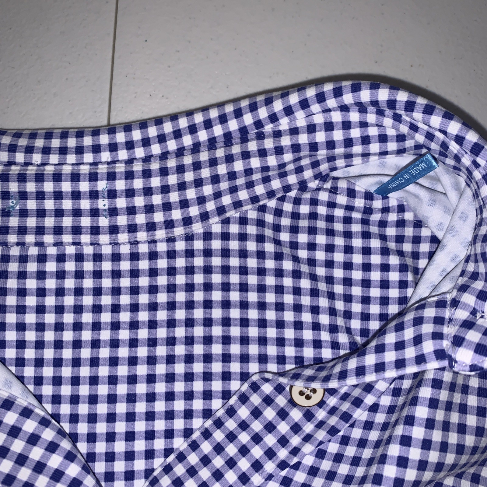 J.MCLAUGHLIN Small Gingham Catalina Cloth Button Blue/White Preppy Coastal Golf