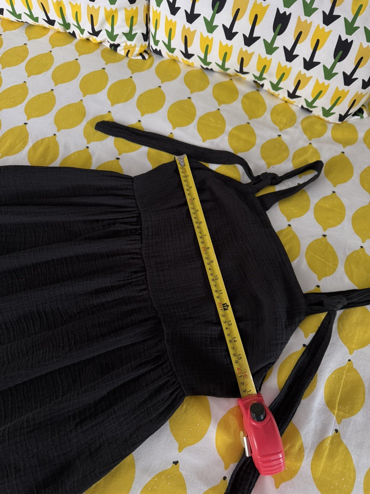 Lucy & Yak Black Faye Tie Strap 100% Cotton Summer Dress UK 10 Great Condition