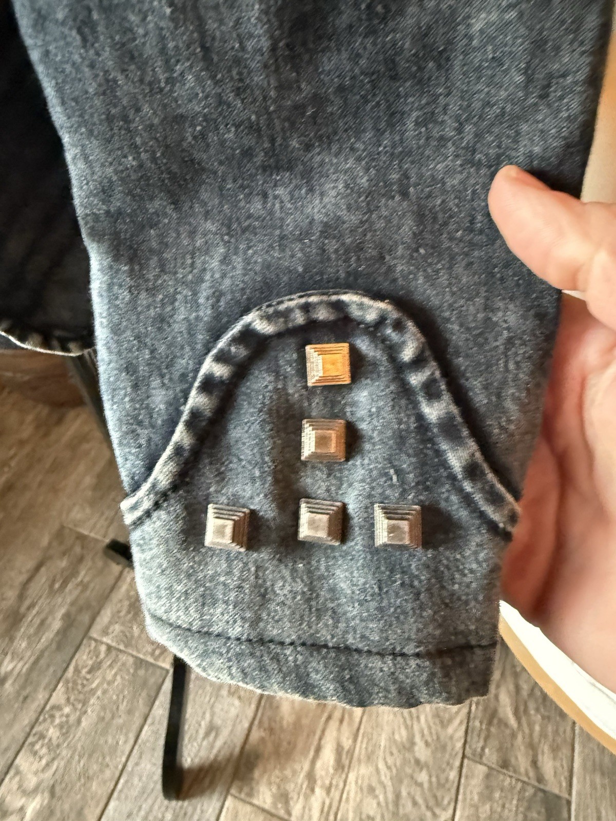 Jacket Womans Studded Riveted Denim Moto Cyber Punk Rock Steampunk M? Zipper S ?