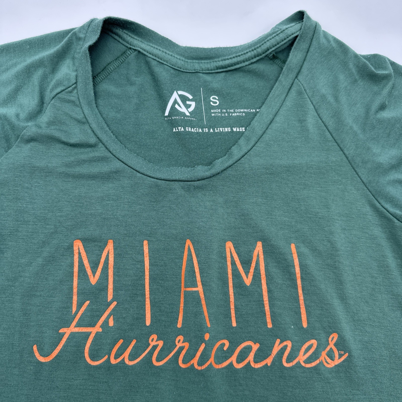 UM Alta Gracia Miami Hurricanes T-shirt Women S Green Logo.#36550