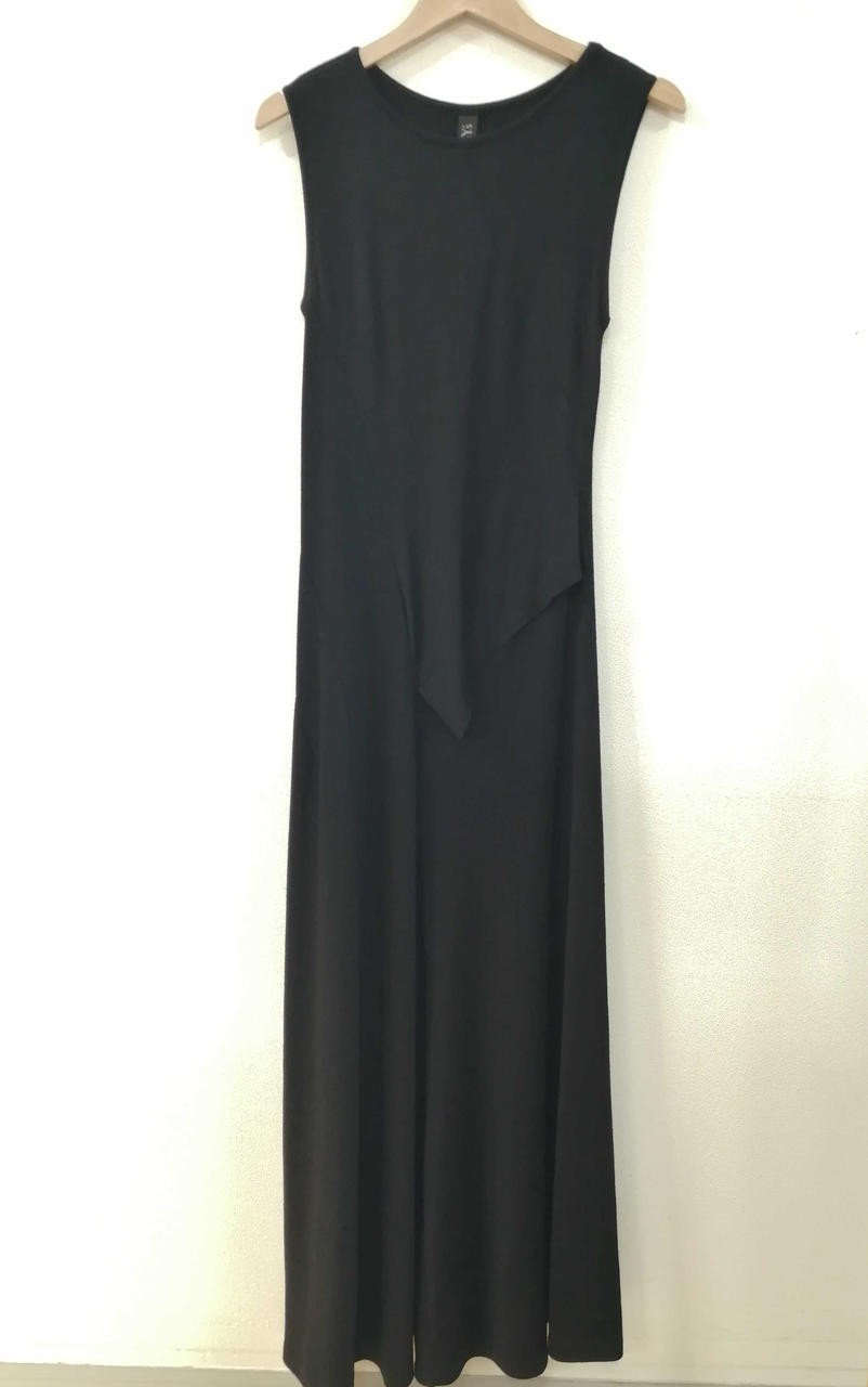 Y’s Wool Dress M Black Unique Asymmetrical Design, Stretch Fabric