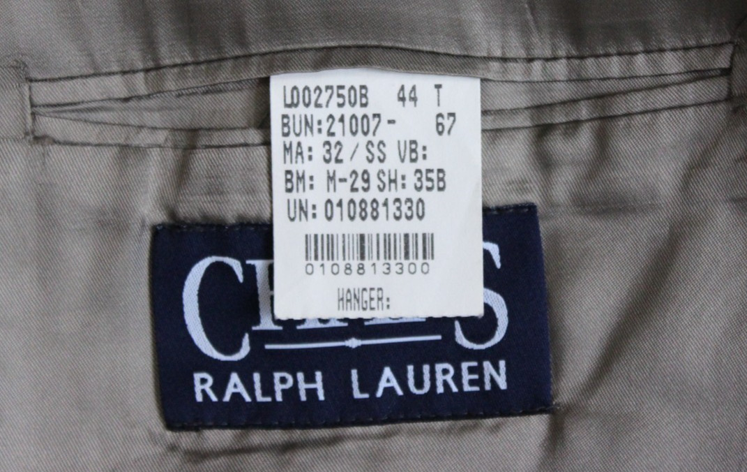 Chaps Ralph Lauren Blazer Jacket Men’s Size 44T Brown Check Beige 3-Button VTG