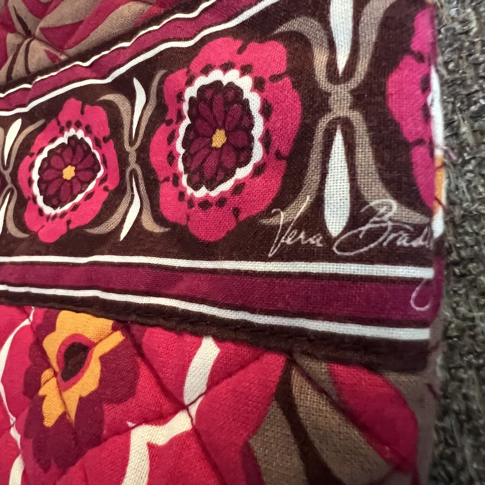 Vera Bradley Fuchsia Orange Tan Over The Shoulder Olivia Carnaby Purse Ret. 2009