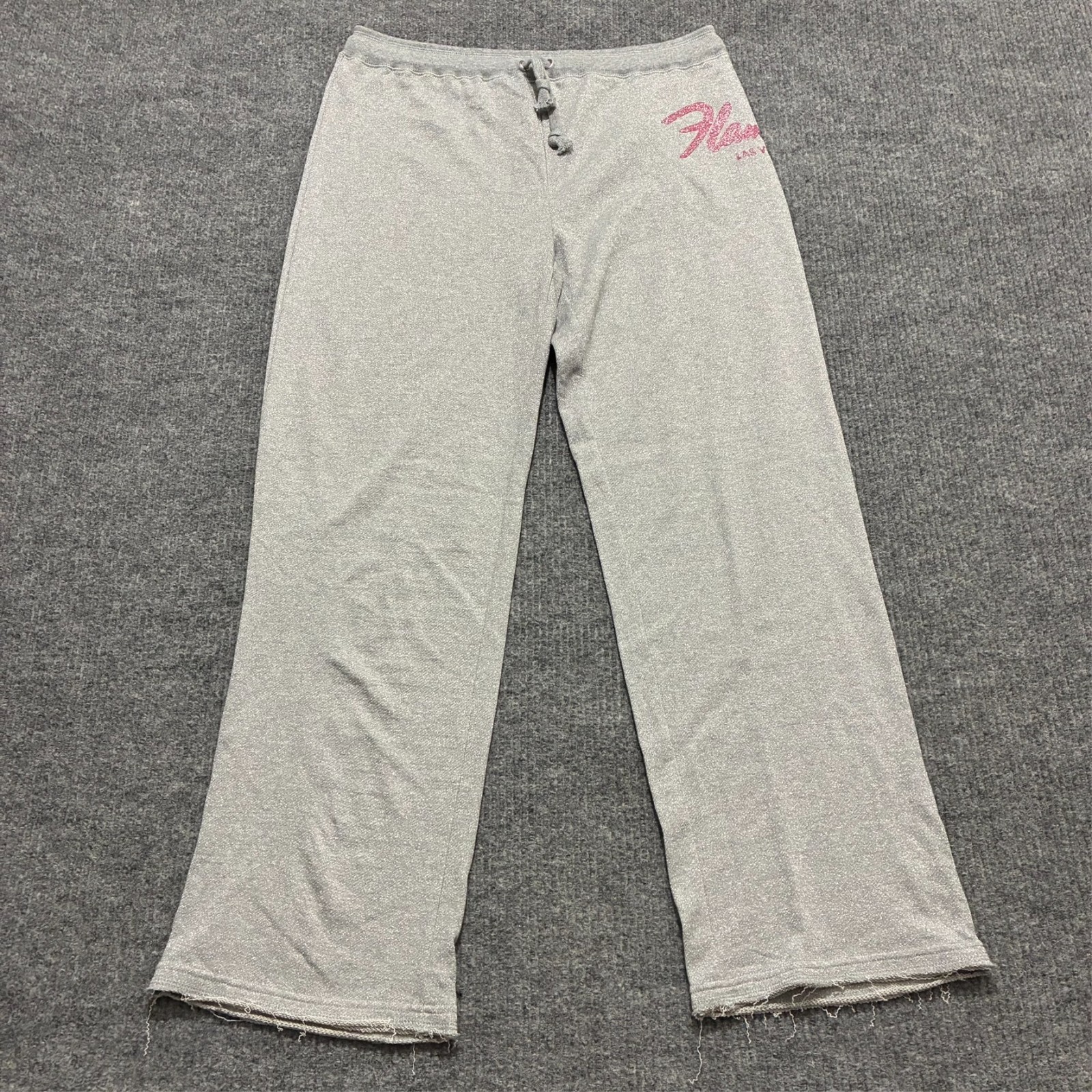 Flamingo Las Vegas Celebrity Corbin Pants Womens Size XL Heather Gray Raw Hem