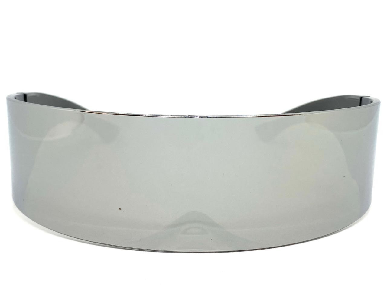 SPACE ROBOT PARTY RAVE COSTUME CYCLOPS FUTURISTIC SHIELD SUNGLASSES Silver Frame