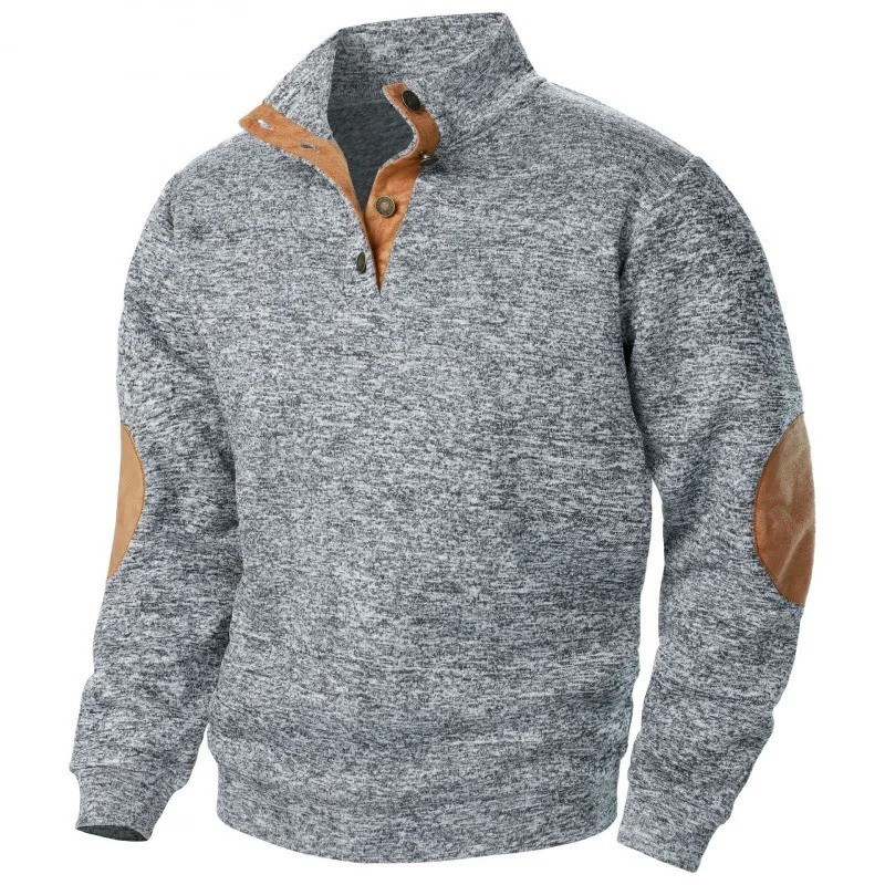 Autumn Winter Men’s Stand Collar Long Sleeve Casual Knitted Pullover Sweater Top
