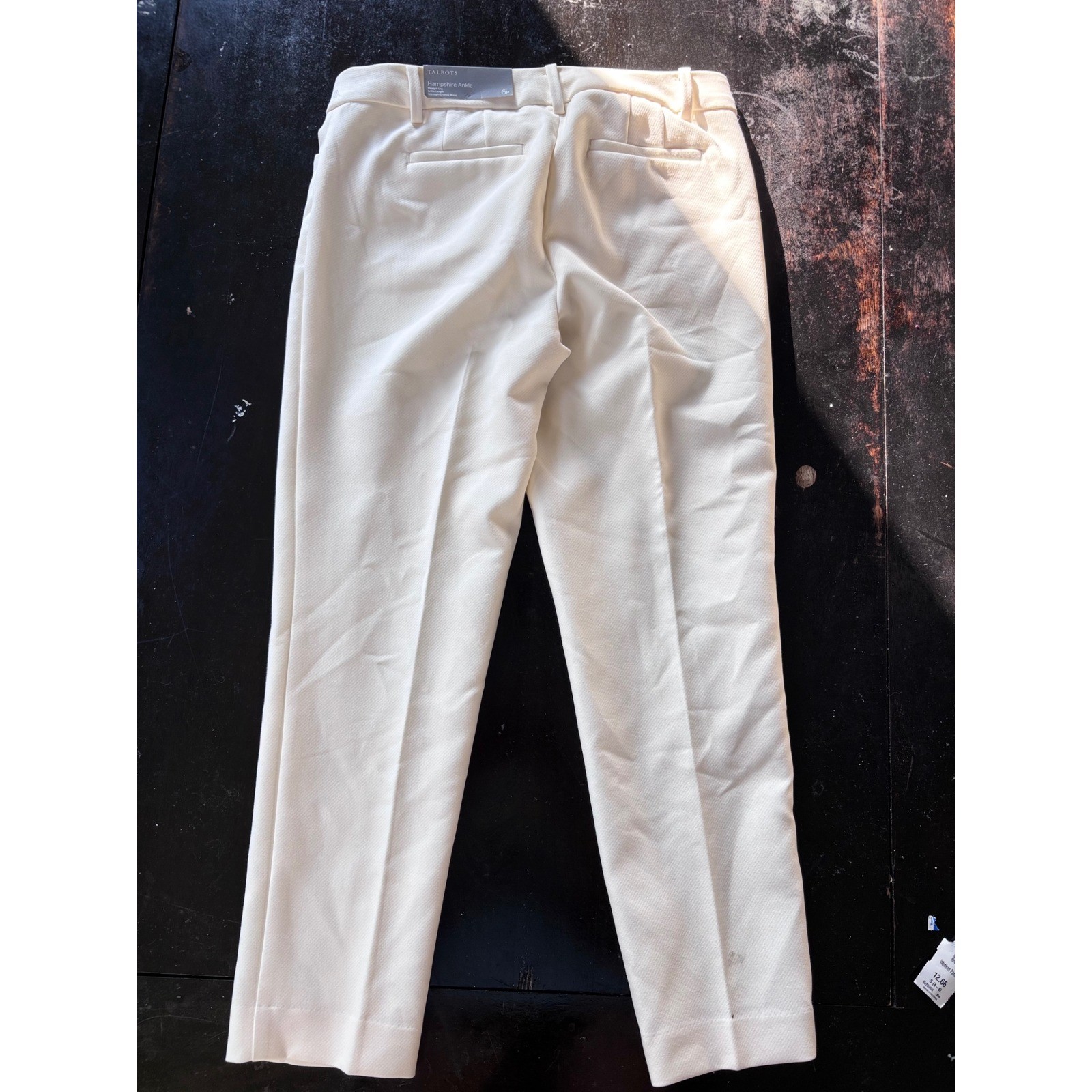 Talbots Hampshire Ankle Pants Ivory White Straight Leg Stretch Trousers 6P NEW