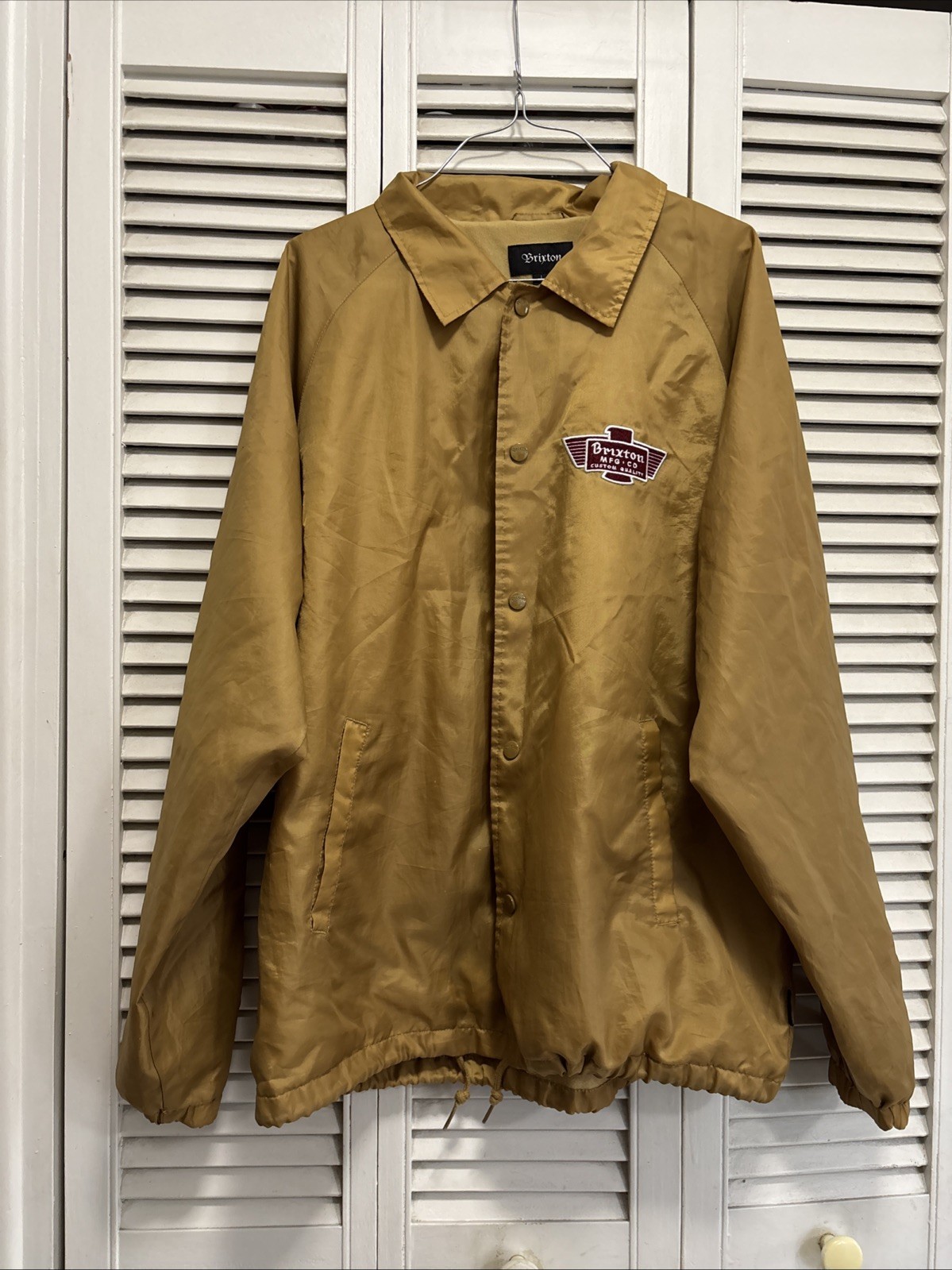 Brixton Nugget Gold Windbreaker Button Up Jacket Large Xlnt Shape