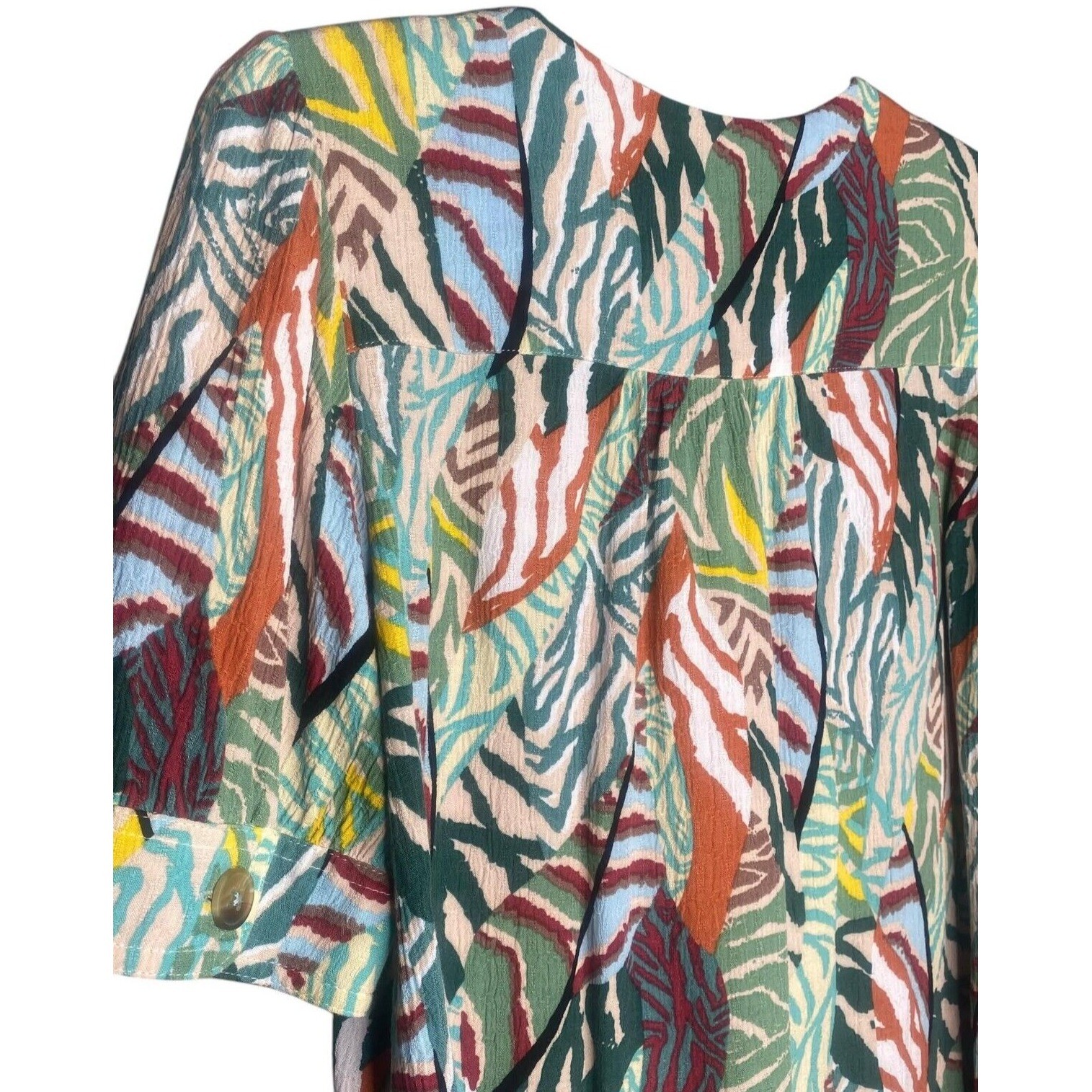 Maeve by Anthropologie Women’s blouse Blaise Button Down Boho tropical Size 4