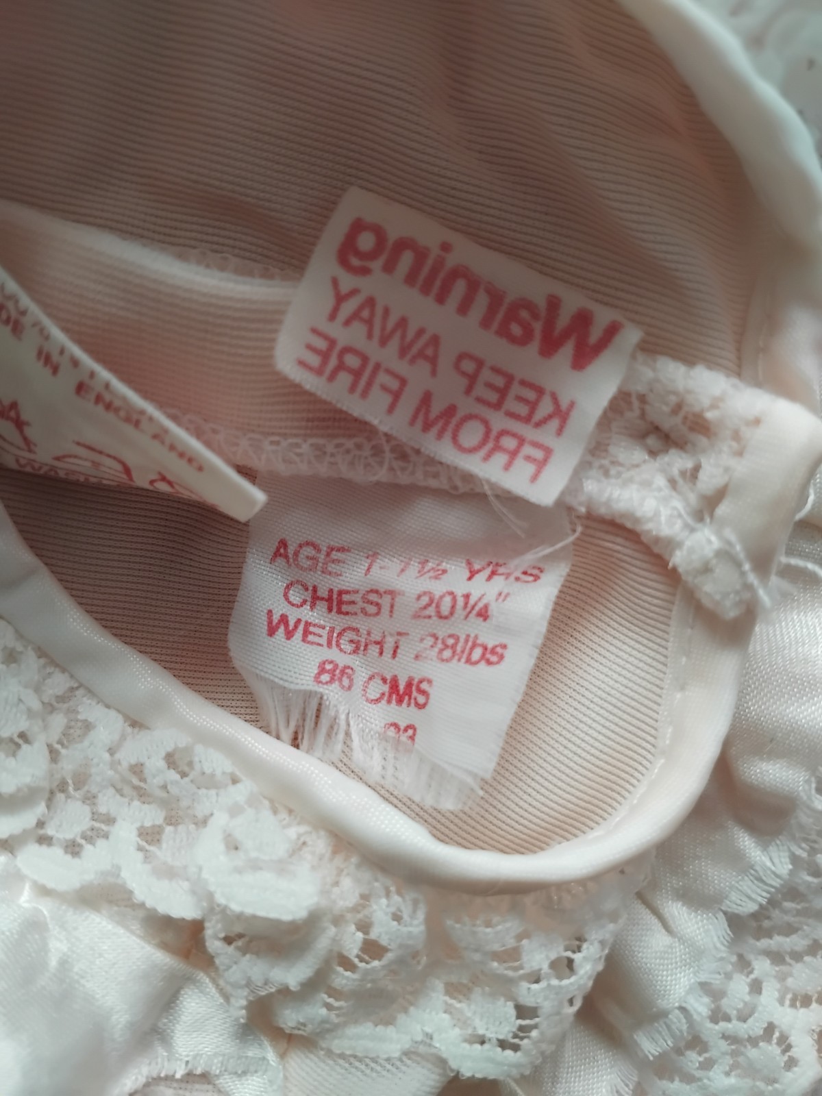 Vintage Stevex Baby Christening Dress Age 12 to 18 Months Peach 100% Nylon