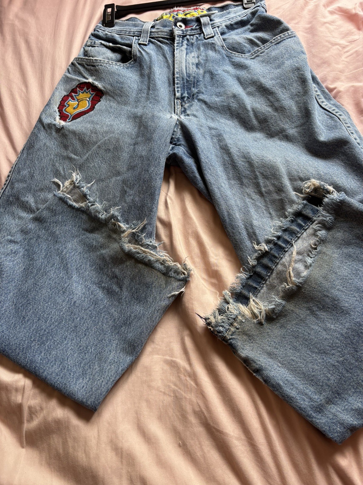 Vintage y2k JNCO Pipes Skater Jeans size 28 Wide Leg Distressed