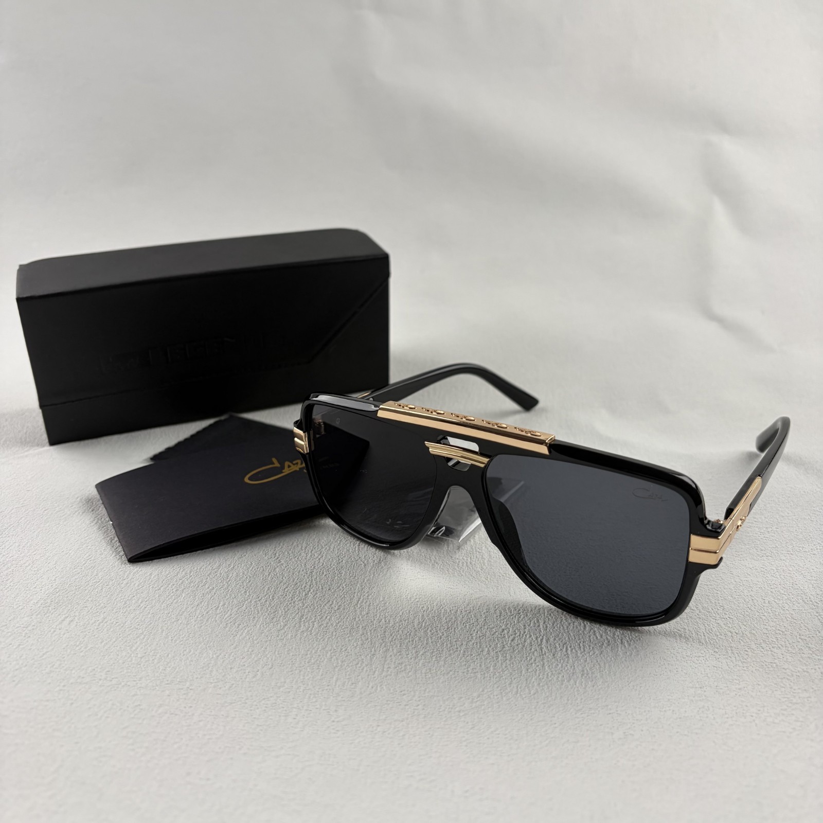 Cazal Black Gold Sunglasses Iconic Frame Classic Black Lens Included Box