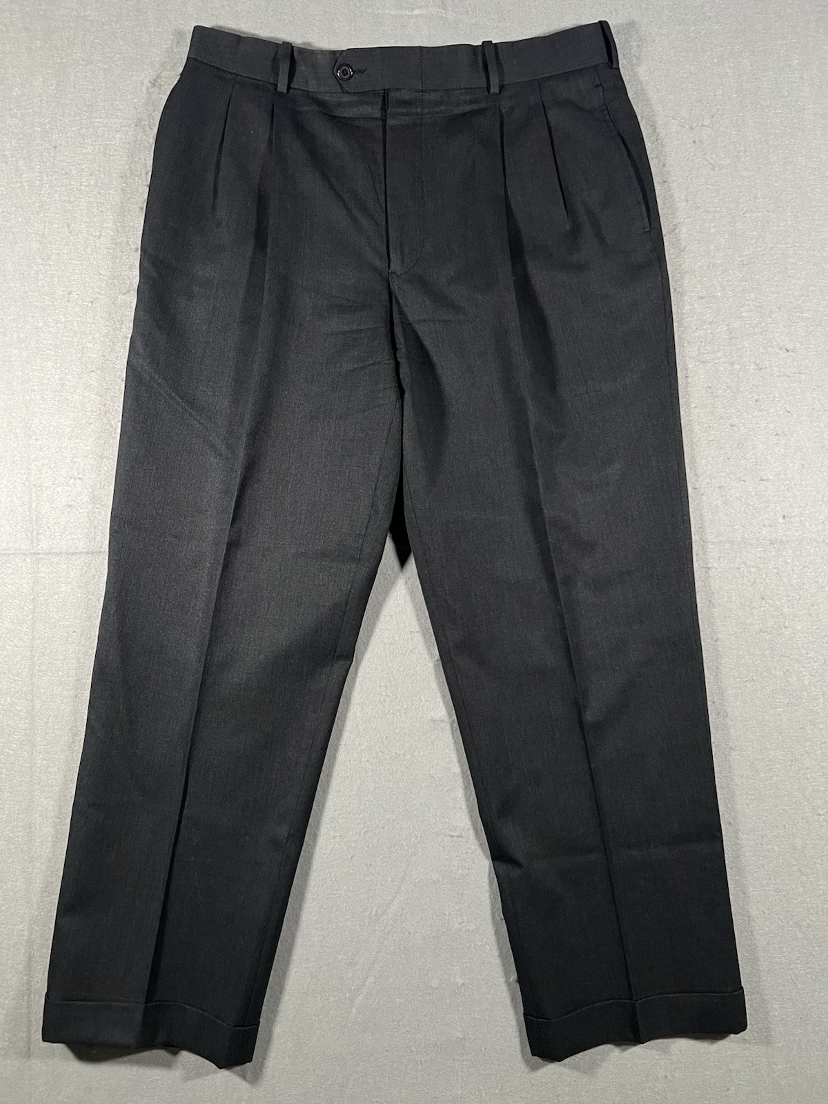 Tom James Men’s 34S Wool Dress Pants Executive Collection Tailored Gray Formal