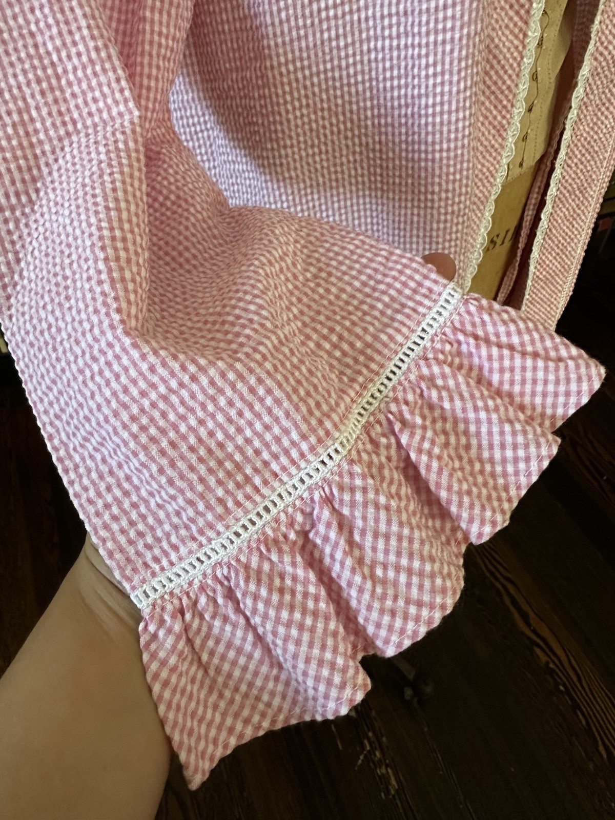 Eileen West Seersucker Belted Robe Pink Sz S/M 2010s Loungewear Trad Wife