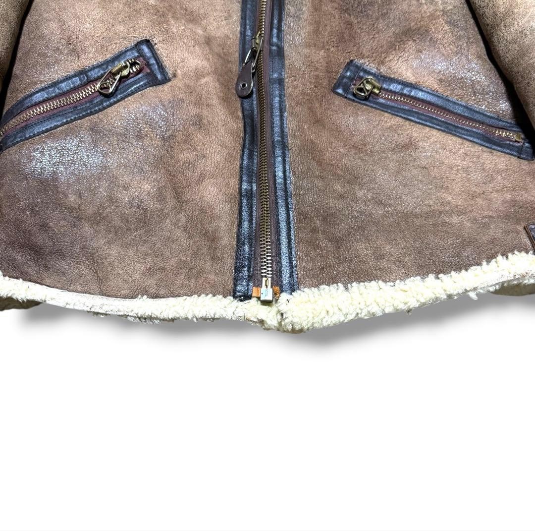 AVIREX B-9 Sheepskin Flight Jacket Blouson Coat Men Size 34 brown vintage