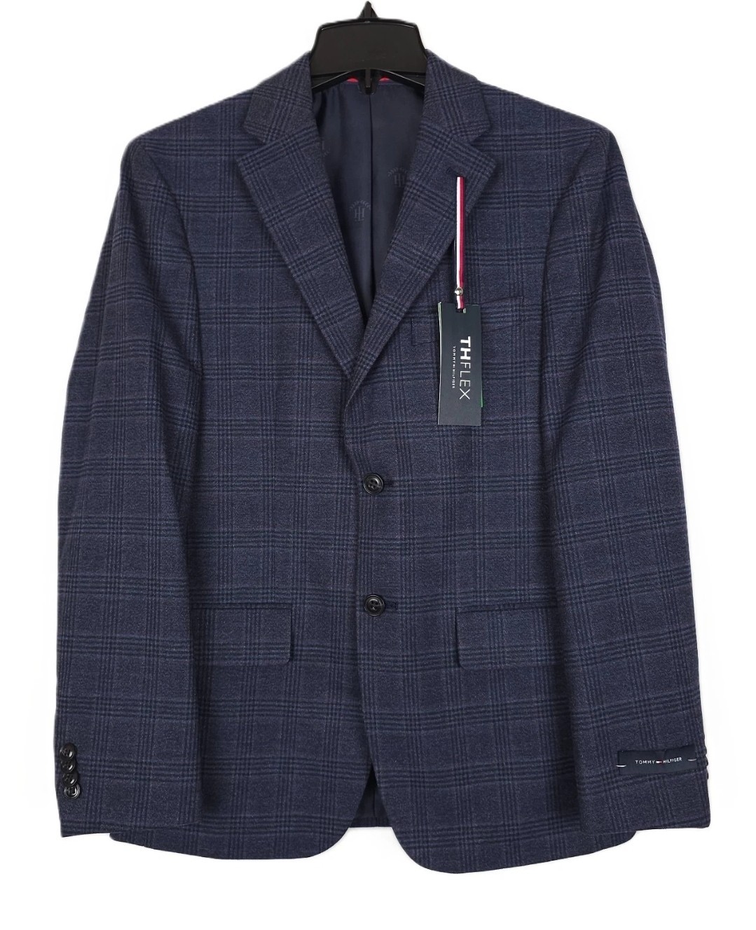Tommy Hilfiger Mens Modern fit Sport Coat Blazer 36 R Navy Blue Plaid